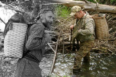 Photo of an early trapper and modern trapper
